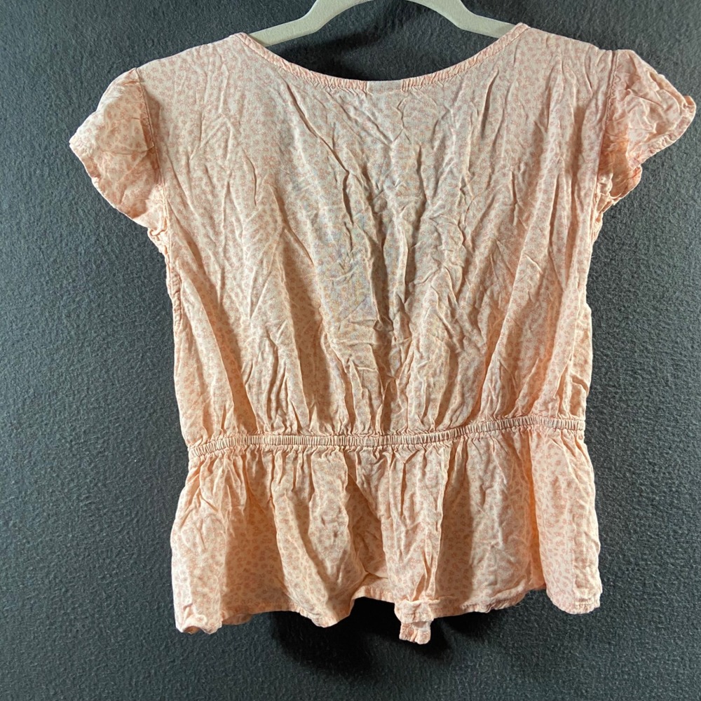 y2k tie front crop top large pink Floral Peplum ruffle cottagecore fairycore - Picture 7 of 9
